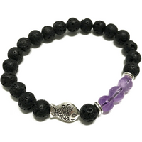 Lava Stone Bracelet - Fish Amethyst