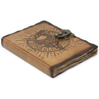 Leather Pentagon & Skull with Burns Detail Notebook (7x5")