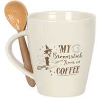 My Broomstick Runs on Coffee Mug and Spoon Set