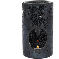 Black Crackle Glass Pillar Oil Burner and Wax Warmer