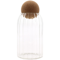 Cottage Cork-Ball Glass Jar - Ribbed - 15cm