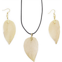 Necklace & Earring Set - Bravery Leaf - Gold
