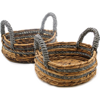 Banana Leaf & Abu-abu Raffia Basket- Set of 2