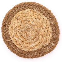 Natural Coaster - Jute & Cotton 10cm (set of 4) - Natural Boarder