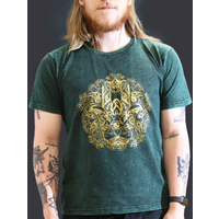 Large Stone Washed T-Shirt - Hamsa - Green