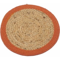 Natural Place Mat - Jute & Cotton 30cm - Clay Border