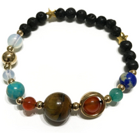 Lava Stone Bracelet - Gold Solar System