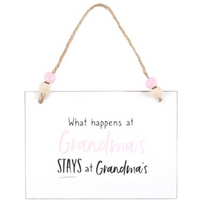 What Happens at Grandma's Hanging Sign