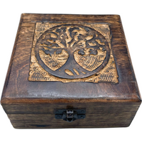 Square Wooden Keepsake Box 13x13x6cm - Tree of Life