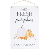 Farm Fresh Pumpkins Metal Hanging Sign