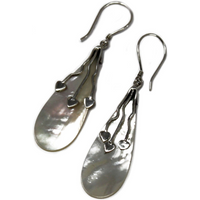 Shell & Silver Earrings - Three Hearts - MOP