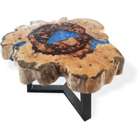 Tamarind and Resin Coffee Table - Sky Blue
