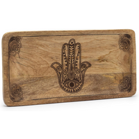 Long Tray 30x15x2.5cm - Hamsa Design Black Engraved