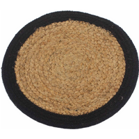 Natural Place Mat - Jute & Cotton 30cm - Black Border