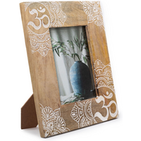 Lrg Mango Wood Picture Frame (for 13x18cm) 28x23x2cm - Mandala - White