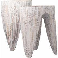 Interlocking Table/Stool set of 2 - Lrg Whitewash