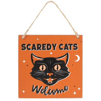 Scaredy Cats Welcome Hanging Sign