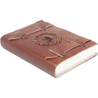 Leather Black Onyx with Belts Notebook (6x4")