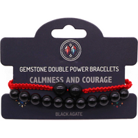 Gemstone Double Power Bracelets- Black Agate