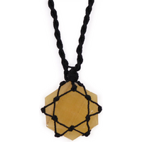 Laced Gemstone Hexagon Pendant - Yellow Quartz
