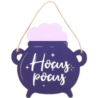 Hocus Pocus Cauldron Shaped Hanging Sign