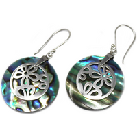 Shell & Silver Earrings - Flowers - Abalone