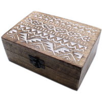 White Washed Wooden Box - 6x4 Slavic Design