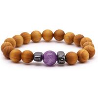 Cedarwood Third Eye Chakra Bangle with Amethyst