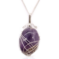 Swirl Wrapped Gemstone Necklace - Amethyst