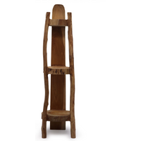 Natural Teak Corner Unit 3 Shelves - 90cm high