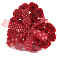 Set of 24 Soap Flower Heart Box - Red Roses