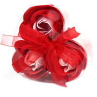 Set of 3 Soap Flower Heart Box - Red Roses