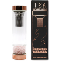 Crystal Glass Tea Infuser Bottle - Rose Gold - Rose Quartz