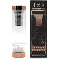 Crystal Glass Tea Infuser Bottle - Rose Gold - Rock Quartz