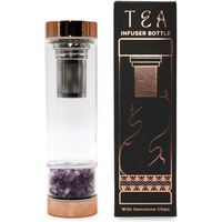 Crystal Glass Tea Infuser Bottle - Rose Gold - Amethyst