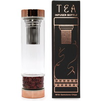 Crystal Glass Tea Infuser Bottle - Rose Gold - Red Jasper
