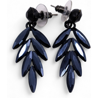 Jet Black - Vintage Glass - Long Drop - Earrings