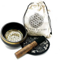Hand Beaten & Engraved Singing Bowl Gift Set - 14cm - Flower of Life