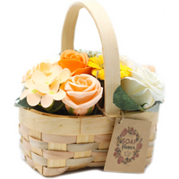 Medium Orange Soap Bouquet in Wicker Basket