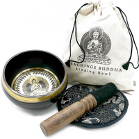 Hand Beaten & Engraved Singing Bowl Gift Set - 14cm - Teachings Buddha