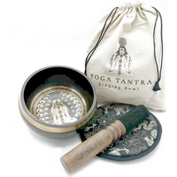 Hand Beaten & Engraved Singing Bowl Gift Set - 14cm - Yogi