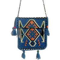 Sky Blue Kilim Messenger Festival Bag