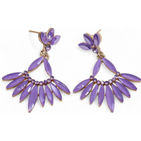 Lavender - Vintage Glass - Long Drop - Earrings