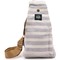 Body Cross Bag Natural Cotton - Grey & White