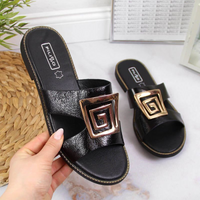 Black slippers with ornament W Filippo