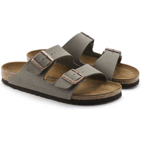 Birkenstock Arizona Birko-Flor Nubuck Stone regular women's/men's flip-flops wide gray (0151211)