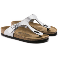 Birkenstock Gizeh Birko-Flor silver regular wide women's flip-flops (0043851)