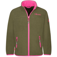 Trollkids Girls Oppdal Jacket XT sporty fleece jacket with zip, green (415-194)