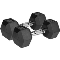 HEX 2x10 kg rubber-coated cast iron dumbbells REBEL ACTIVE