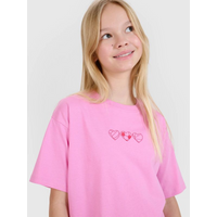 Girls' oversize plain T-shirt 4F 4FJRSS25TTSHF2821-54S